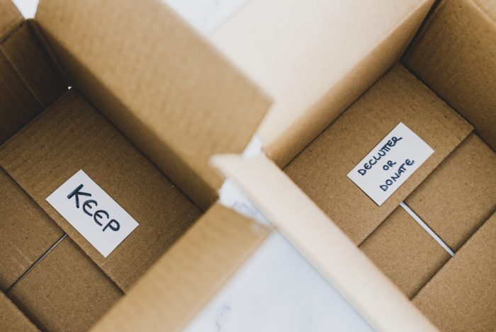 cardboard boxes for decluttering